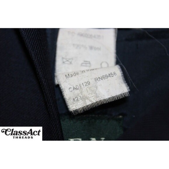 Lauren Ralph Lauren 100% Wool Blazer Mens Navy Blue 2 Gold Buttons Classic 42L - Picture 9 of 10